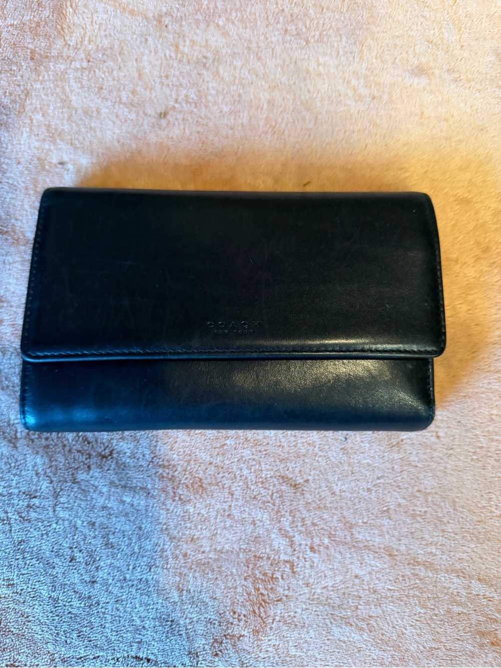Coach Black Leather Foldover Wallet